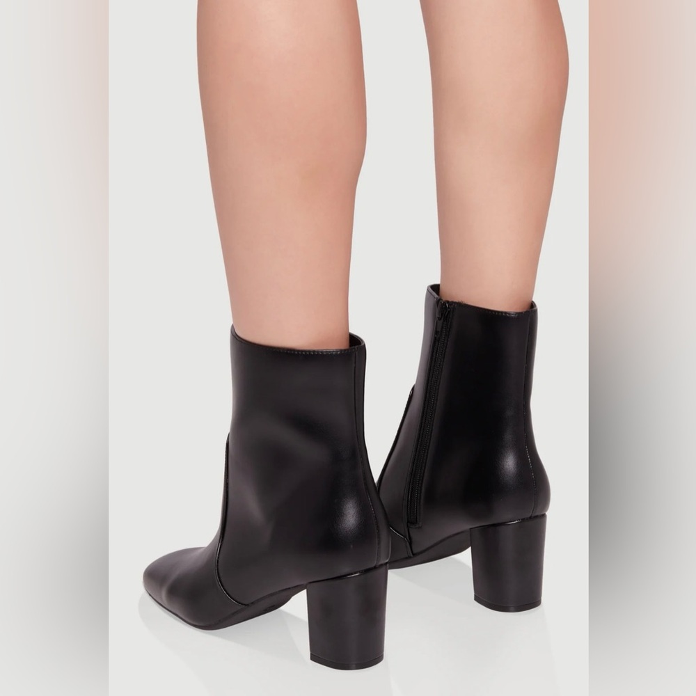 BAMBOO Black Block Heel Booties - Picture 3 of 4